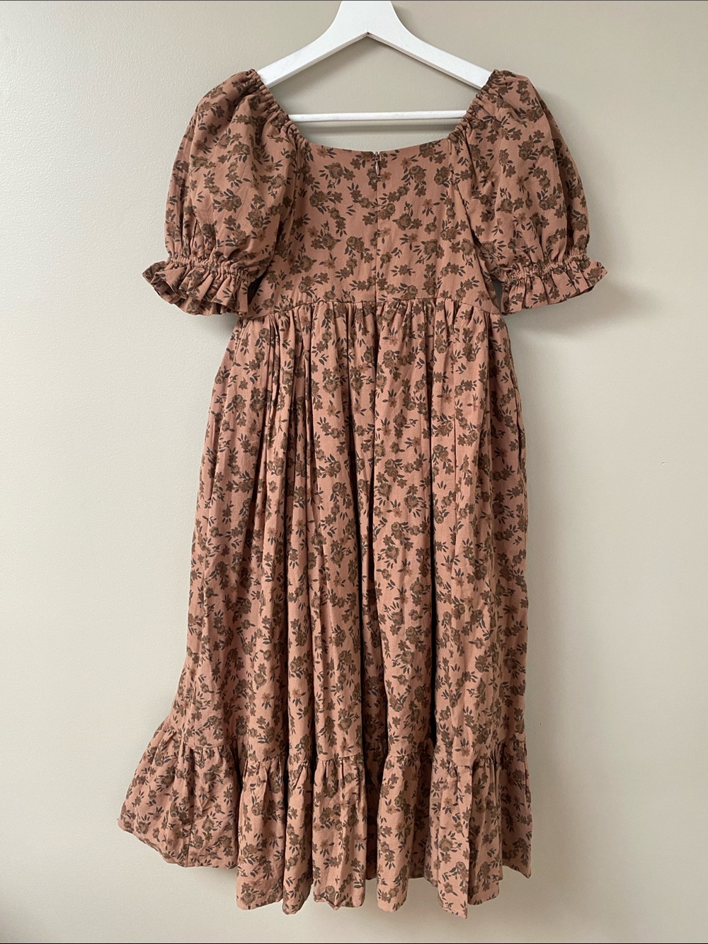NWT Ivy City Co Brown Floral Puff Sleeve Cocoa Dress Size XXS - Picture 4 of 8